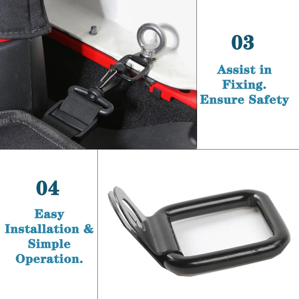 خطاف تثبيت البضائع في صندوق السيارة، حلقة D، مشبك، لسيارات جيب رانجلر TJ JK JL جلادياتور JT 1997-2025، إكسسوارات داخلية - 4