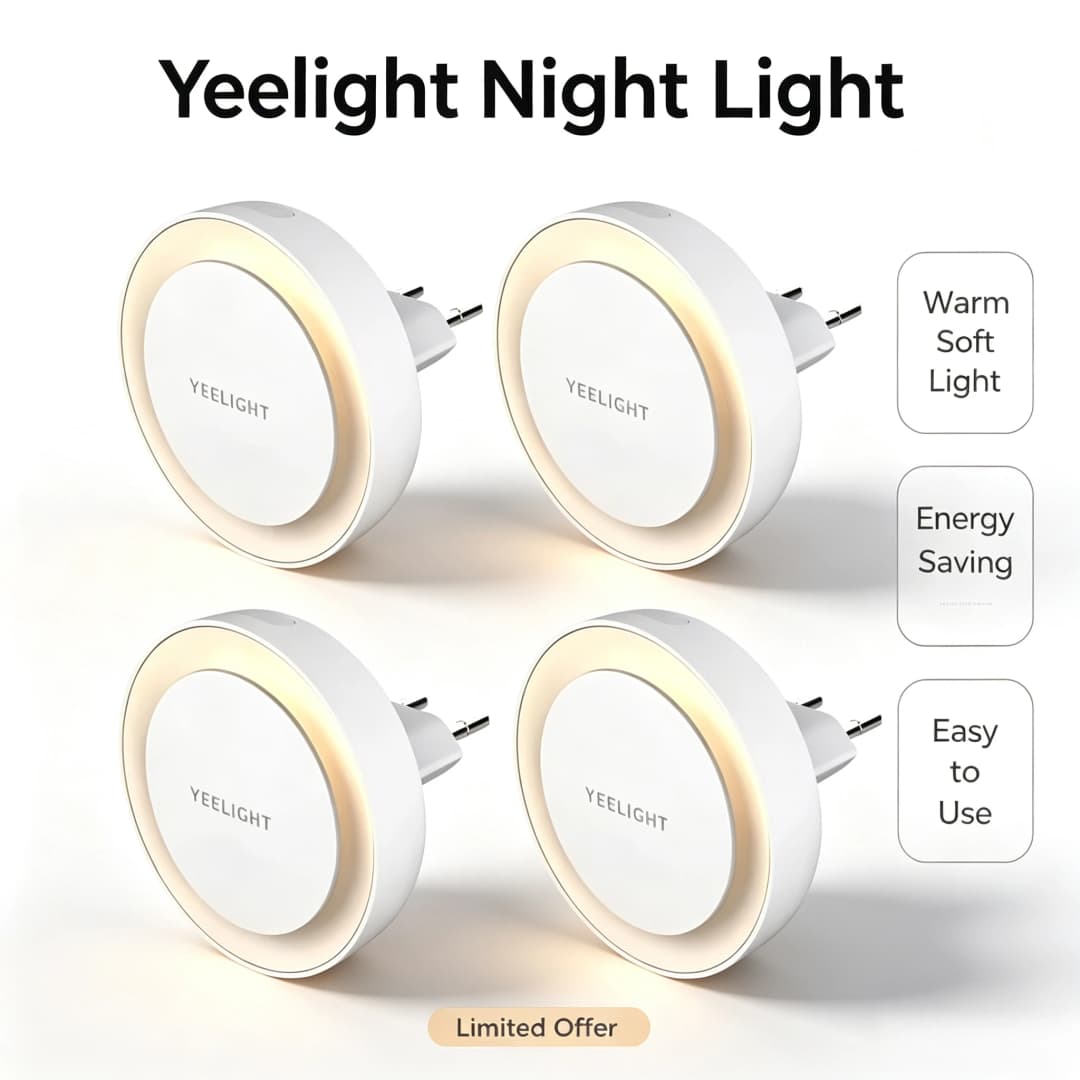 إضاءة ليلية ذكية Yeelight قابلة للتوصيل، تعريف ذكي، توفير الطاقة، مستشعر إضاءة منخفض الطاقة، قابس EU - 2