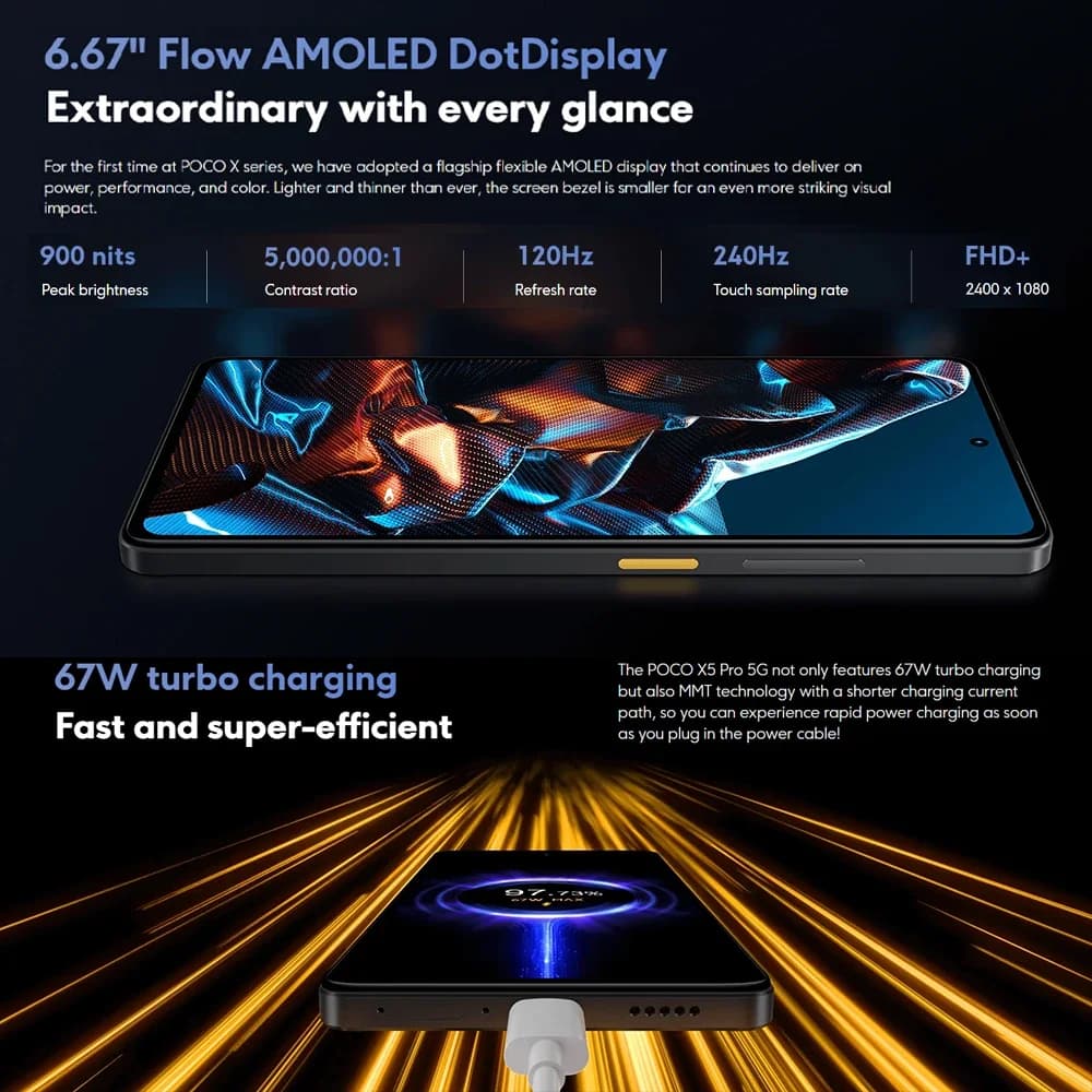 Poco X5 Pro 5G Global Version Smartphone 128GB/256GB Snapdragon 778g 120Hz AMOLED Flow Dotdisplay 108Mp 67W NFC - 4
