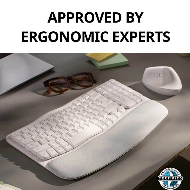 لوحة مفاتيح لوجيتك ويف كيز لاسلكية مريحة مع مسند راحة اليد المبطن، كتابة مريحة وطبيعية، بلوتوث، استقبال بولت - 5