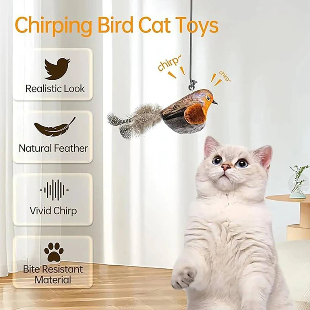 Indoor Interactive Birds Toy for Cat Chasing Teasing Toy Sounding Catnip Cat Teaser Toy Self-hilarity Wall Hanging Birds Cat Toy - 3