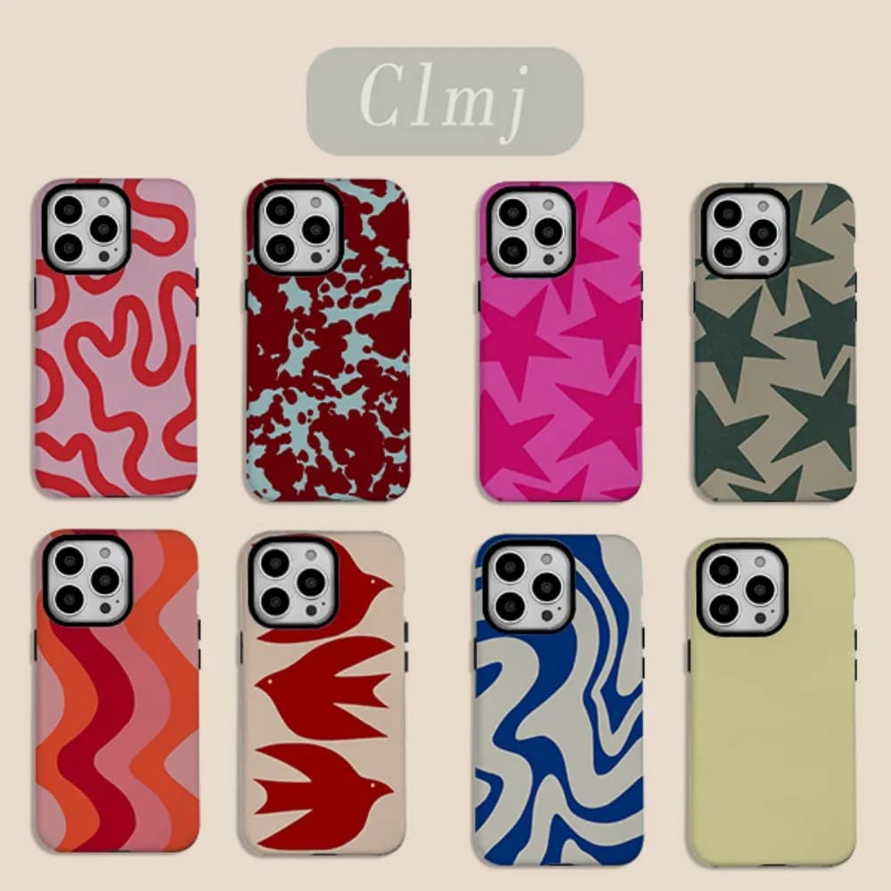 غطاء فاخر من Clmj BUGR بنجوم كبيرة كلاسيكية، مناسب لهواتف iPhone 17 و16e و16 و15 و14 و13 و12 و11 Air Pro Max Plus، غطاء مزدوج الطبقات