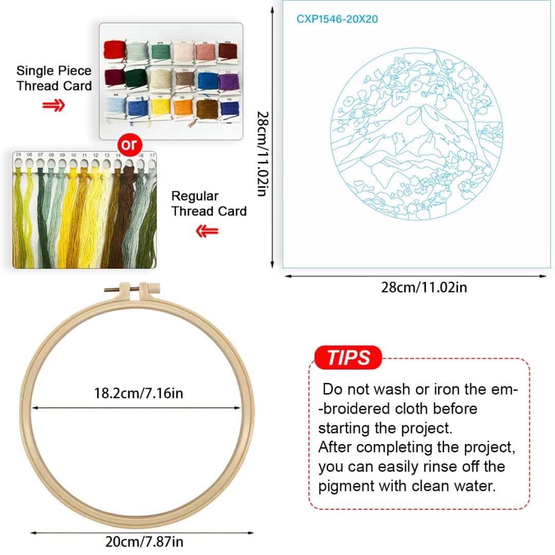 1pc 20X20CM/15X15CM 7.87/6.3inch mountain Embroidery Starter Kit DIY kit DIY embroidery kit manualidades Home Decor Sewing Art - 6