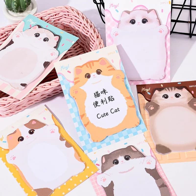 30 sheets Cat Sticky Notes for Students High-looking Memo Notes Sticky Tearable Note Pad Notepad Prizes Cute Stationary Supplies - 3
