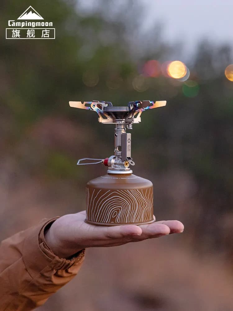CAMPINGMOON XT-2F Titanium Rocket Stove Head Portable Outdoor Camping Gas Stove Stable Output Picnic Cartridge Stove