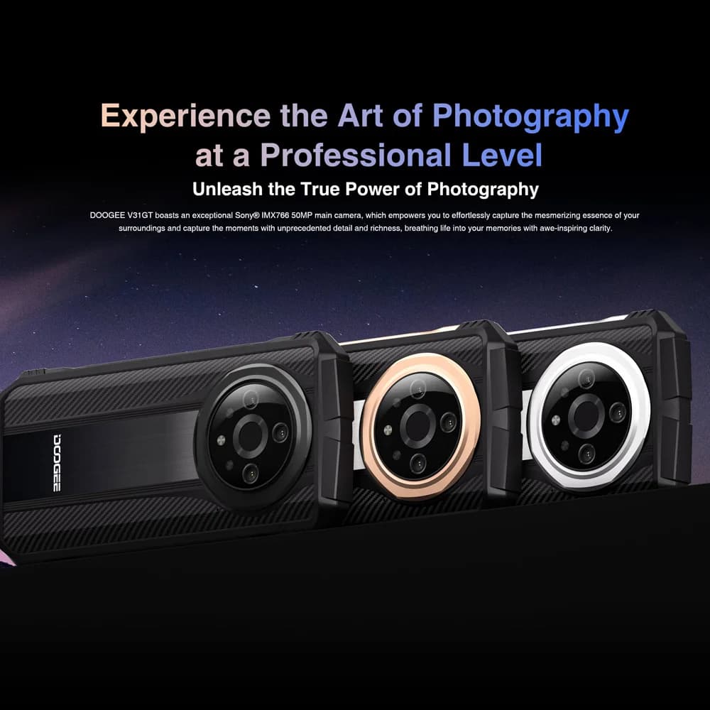 هاتف DOOGEE V31GT المتين 6.58 بوصة FHD شاشة 120 هرتز 5G تصوير حراري Dimensity 1080 12 جيجا رام + 256 جيجا روم 10800 مللي أمبير - 3