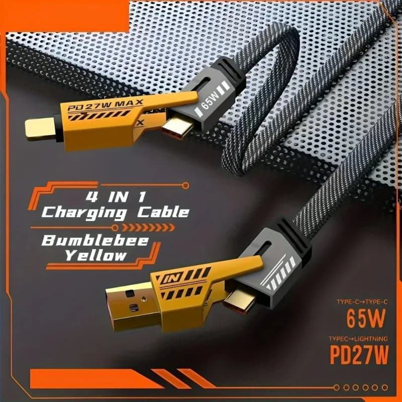 4in1 Nylon Braided USB Type C Fast Charging Cable 65W PD Data Cord for Laptop - 2