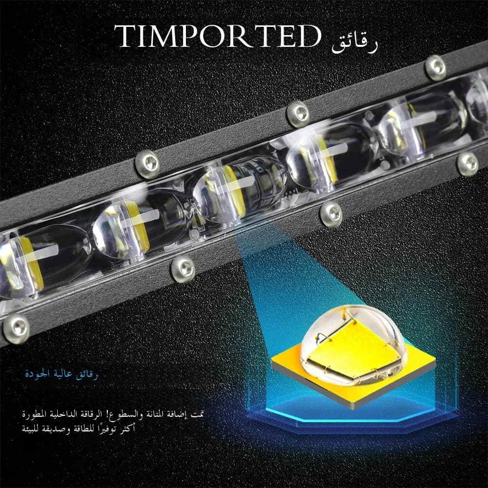 هاوليد شريط إضاءة LED فائق النحافة 8 بوصة صف واحد إضاءة قيادة 6000 كلفن أبيض 6D لسيارات الجرارات سيارات الدفع الرباعي الشاحنات القوارب 4WD 4x4 للاستخدام على الطرق الوعرة - 5