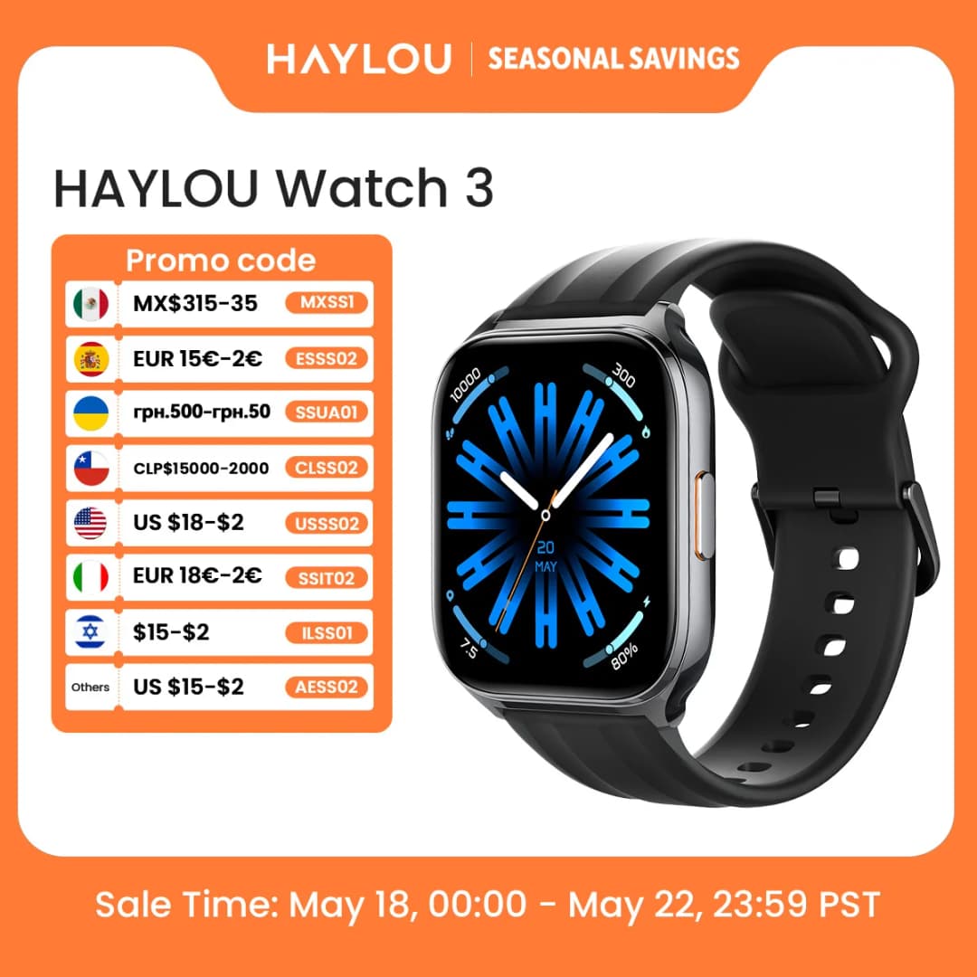 HAYLOU Watch 3 Voice Calling Smartwatch 1.85'' AMOLED Screen 24h Health Monitoring 150+ Sports Modes Smart Watch 1ATM Waterproof