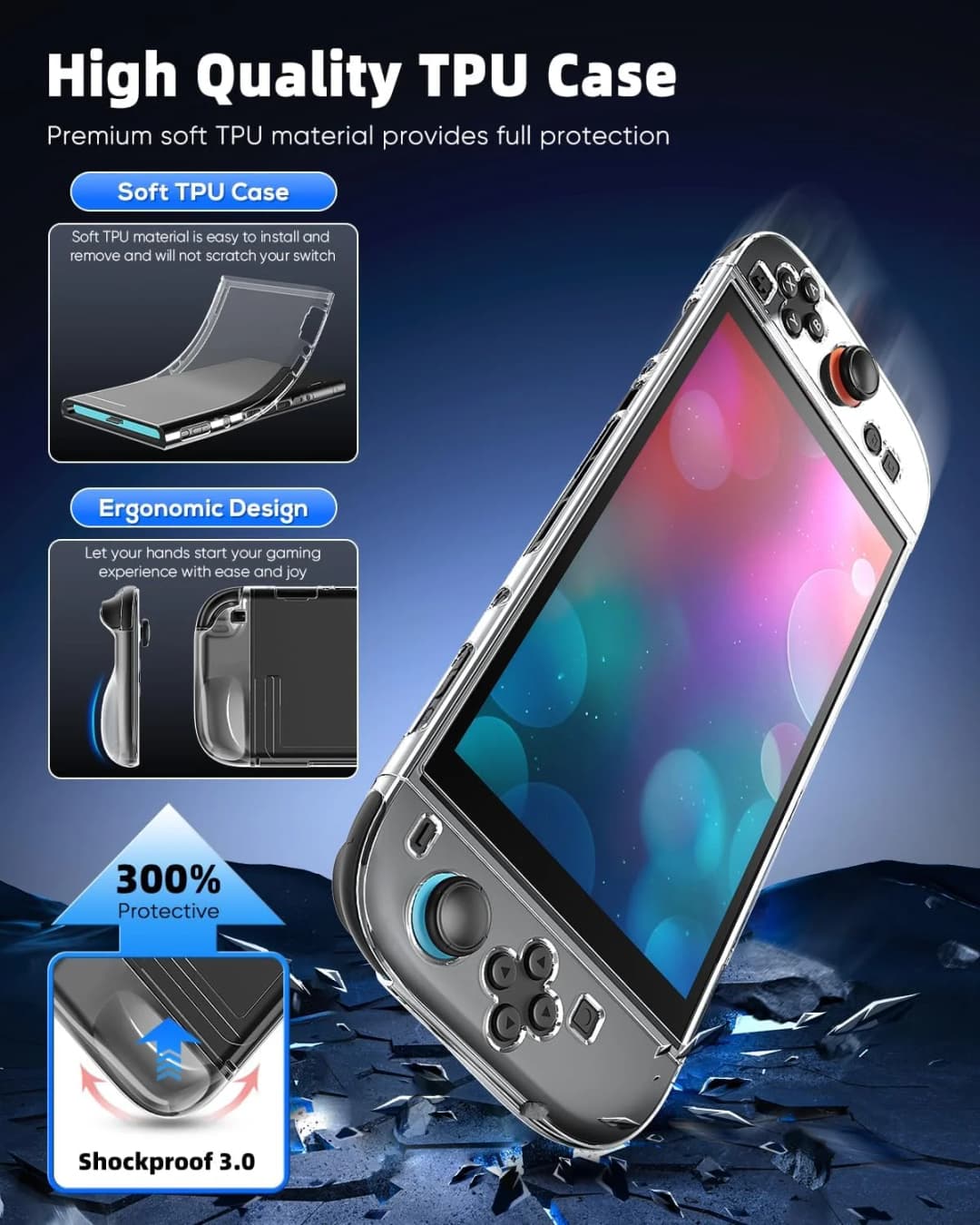 حافظة صلبة شفافة لجهاز نينتندو سويتش 2 وحدة التحكم Joypad سبليت الغطاء الواقي الجلد حامي لملحقات سويتش 2 - 4