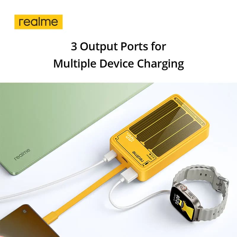 realme TechLife 45W Cabled Power Bank 20000mAh Capacity Built-in Charging Cable 3 Output Ports - 6