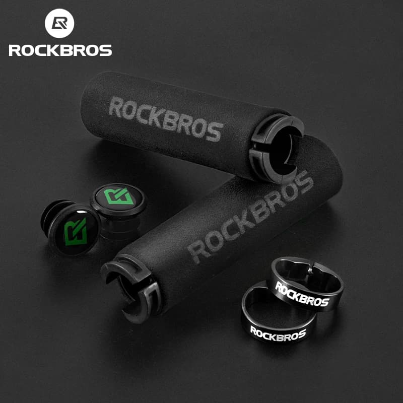 مقابض دراجة ROCKBROS مقاومة للانزلاق ومضادة للصدمات من السيليكون والإسفنج لمقود دراجات MTB والطرق، مقابض خفيفة الوزن للدراجات