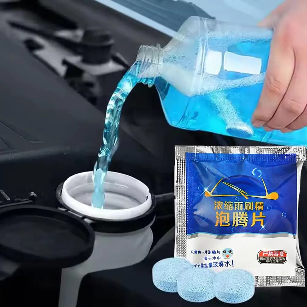 50 قرص منظف زجاج السيارة المركز الفوار، أقراص صلبة فوارة لتنظيف الزجاج الأمامي للسيارة - 2