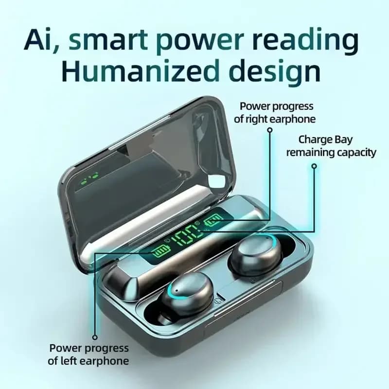 سماعة بلوتوث لاسلكية F9 5C، TWS، مقاومة للماء، شاشة ديجيتال، شحن سعة كبيرة - 6