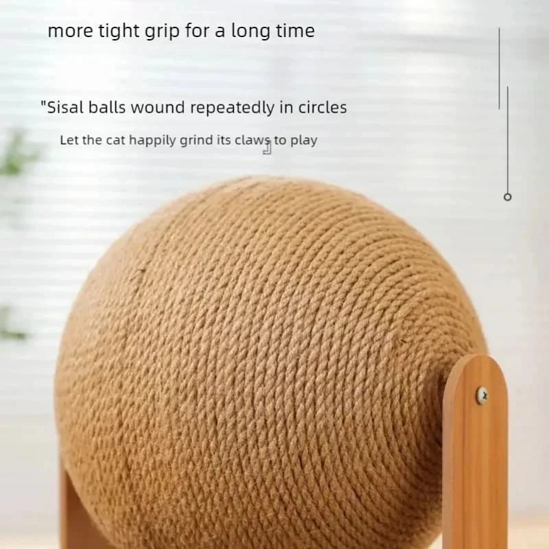 2 In 1, Cat Scratching Ball Wooden Cat Scratcher, Natural Sisal Scratch Board Scratching Column, Wear-Resistant Paw Wood Scraper - 5