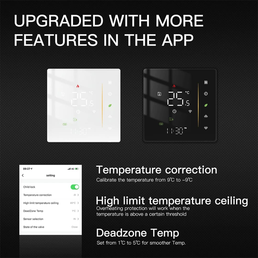 MOES Zigbee Thermostat Room Temperature Controller of Water/Electric Floor Heating Gas Boiler Humidity Tuya Work with Alex 5A16A - 4