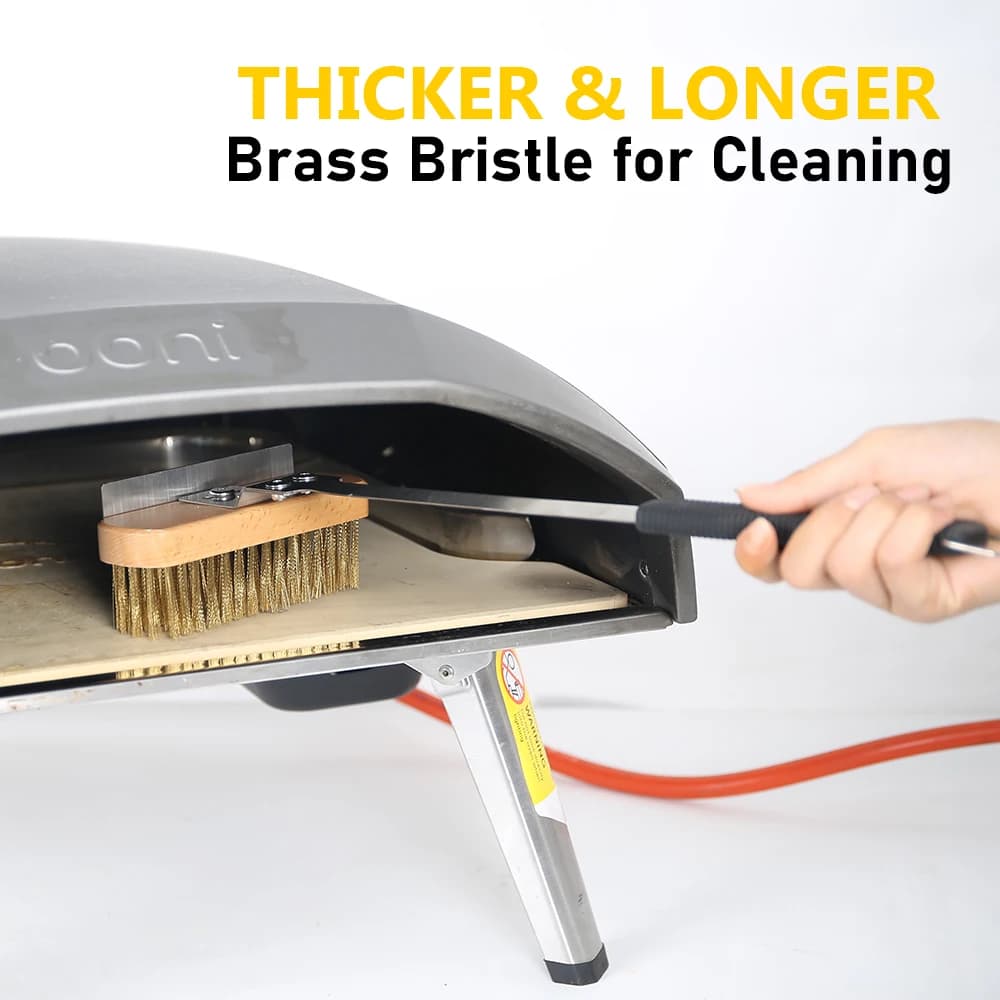 فرشاة نحاسية لفرن البيتزا من Onilini مع فرشاة تنظيف نحاسية بشواية مكشطة مع ملحقات فرن بمقبض من الفولاذ المقاوم للصدأ - 4
