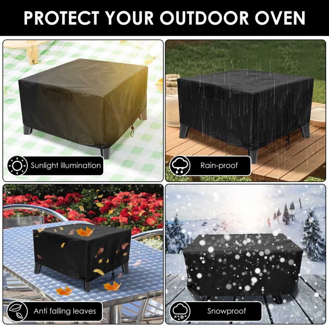 420D غطاء فرن البيتزا أكسفورد القماش في الهواء الطلق مقاوم للماء واقية لفرن بيتزا الغاز Cozze 90347 مع حزام مشبك قابل للتعديل - 5