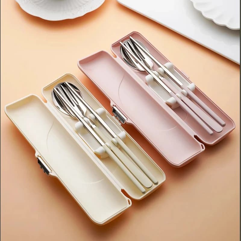 المحمولة مجموعة أدوات المائدة 304 الفولاذ المقاوم للصدأ مجموعة أدوات المائدة التخييم عيدان شوكة ملعقة مجموعة أدوات المائدة في الهواء الطلق نزهة عشاء مجموعة - 5