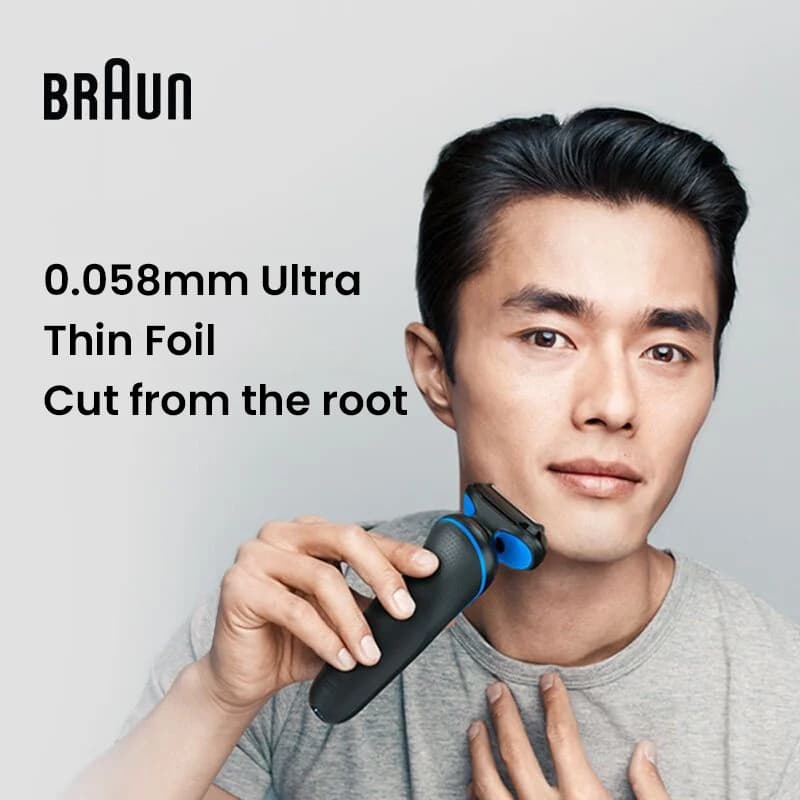 ماكينة حلاقة كهربائية Braun 50-B4200cs للحلاقة الجافة والمبللة، برأس عائم، وشحن سريع، ومؤشر شحن، ومصنوعة من الفولاذ المقاوم للصدأ - 4