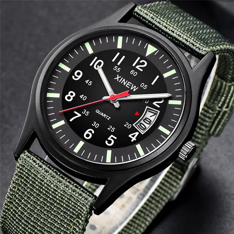 Original XINEW Brand Watches For Men Fashion Nylon Band Military Sports Date Quartz Watch Erkek Barato Saat Relogio Masculino - 4