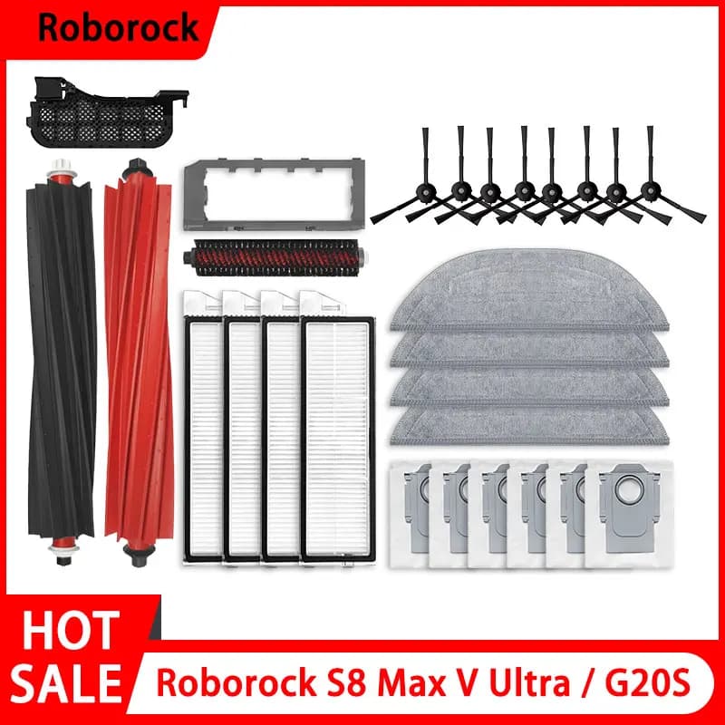 Roborock S8 MaxV Ultra / G20S robot Vacuum Cleaner Accessories Dust bag HEPA Filter Mop Cloths Roller brush Spare Parts