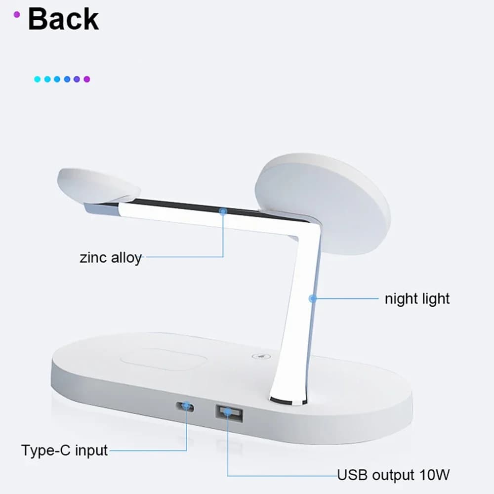 3 in 1 Wireless Charger Stand Magnetic For iPhone 12 13 14 15 Fast Charging Station for Apple Watch 9 8 7 6 5 Airpods 2 3 Pro - 4