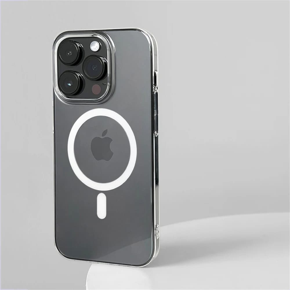 غطاء مغناطيسي رقيق جداً من البولي كربونات الصلب عالي الدقة الشفاف، مناسب لهواتف iPhone 17 Pro Max و16 و15 و14 Plus و13 و12، غطاء شحن لاسلكي شفاف لماج سيف