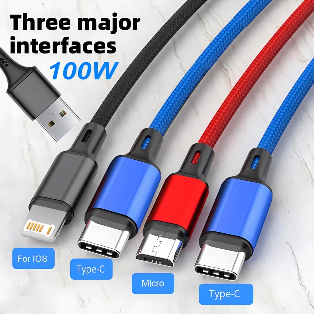 4 in 1 Multi Charger Cable For iPhone 15 14 13Pro Max Mini 3 in 1 Micro USB Type C Fast Charging Cable for Android iPhone Huawei - 6