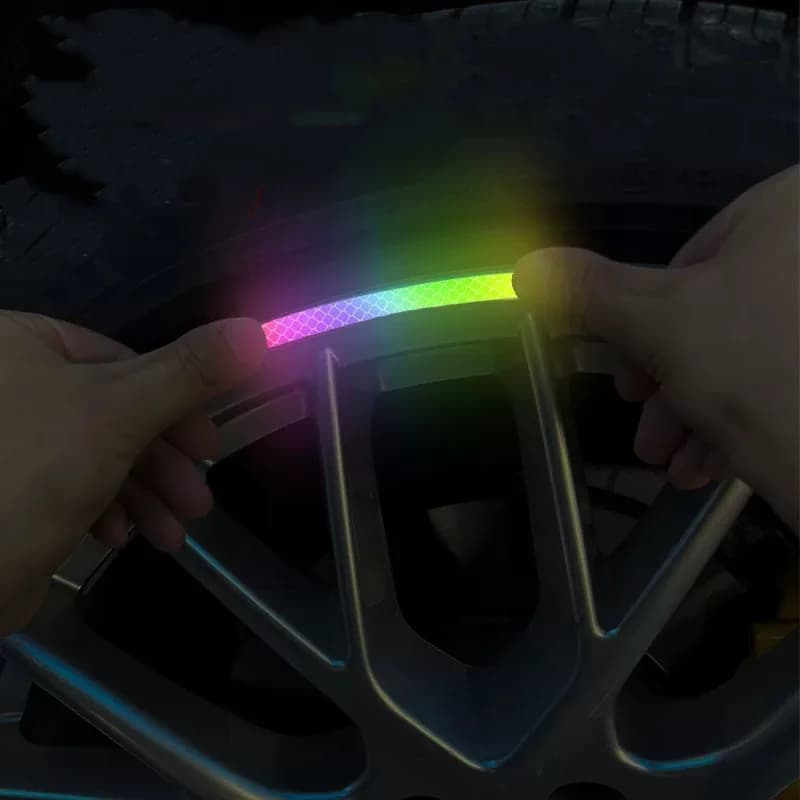 For Bicycle Wheels Car Motorcycle Seven-Color Laser Car Decoration Accessories Anti-Collision Reflective Warning Stickers - 4