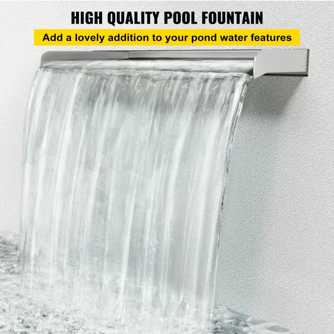 VEVOR Pool Fountain Stainless Steel Pool Waterfall Spillway Pipe Connector Rectangular Garden Outdoor Sturdy Corrosion Proof - 2
