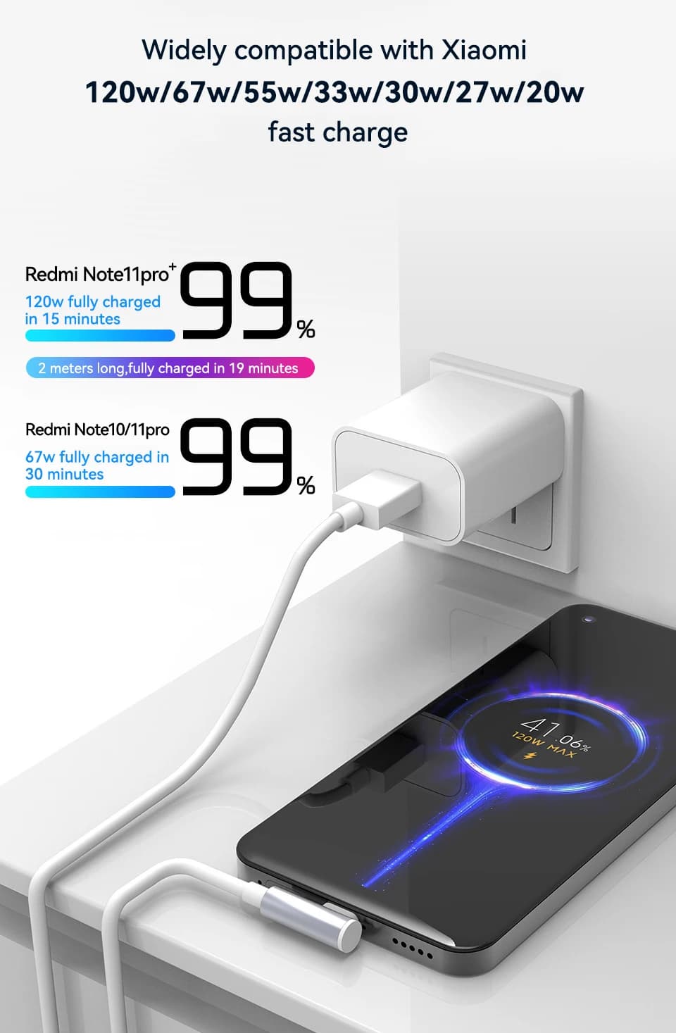 شاحن سريع 120 واط لهواتف شاومي 14 و13 و12 و11 برو وألترا لايت، كابل شحن سريع من USB A إلى Type C لإكسسوارات نوت 12 - 3