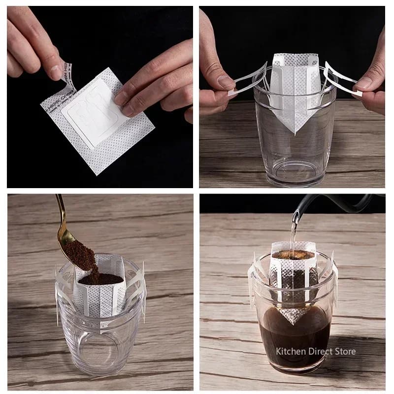 50/100pcs Coffee Filter Bags Disposable Drip Coffee Paper Pack Portable Hanging Ear Espresso Coffee Accessories Tea Tool - 4