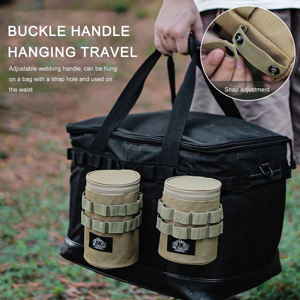 حقيبة تخزين أكواب ماء التخييم، حقيبة تخزين الأضواء المحمولة، منظم أدوات خارجية متعدد الوظائف من قماش أكسفورد 600D - 5