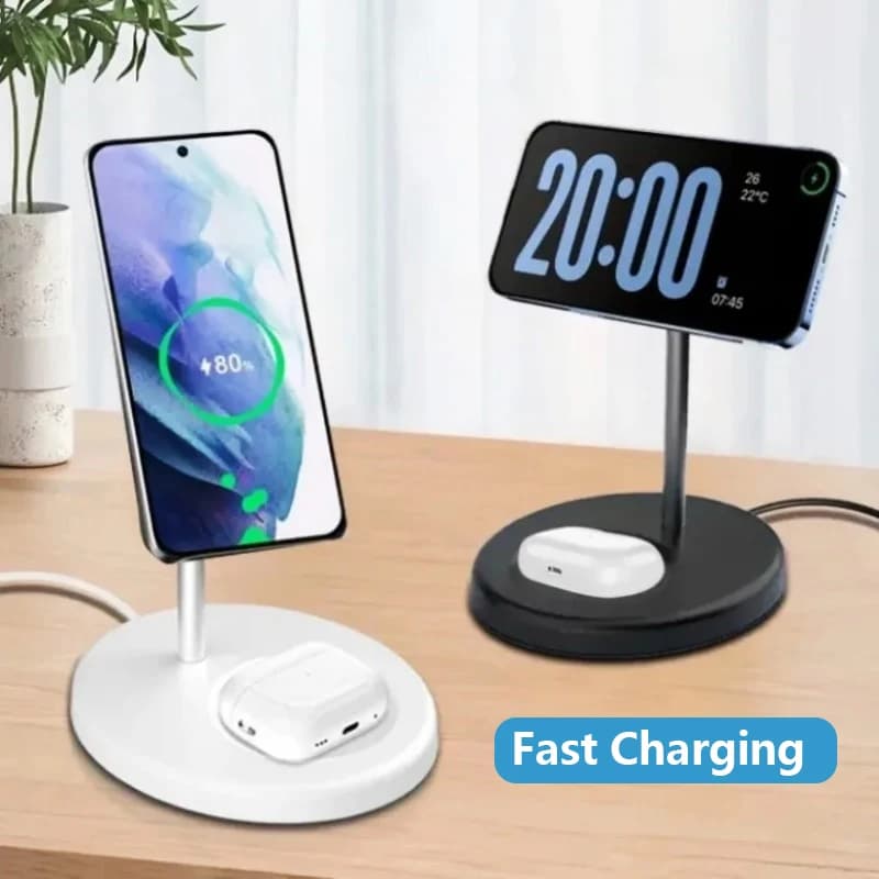 2-in-1 Magnetic Wireless Charger Stand for iPhone 17 16 15 14 13 12 AirPods 4/3 Pro for MagSafe Fast Wireless Charging Stantion - 2
