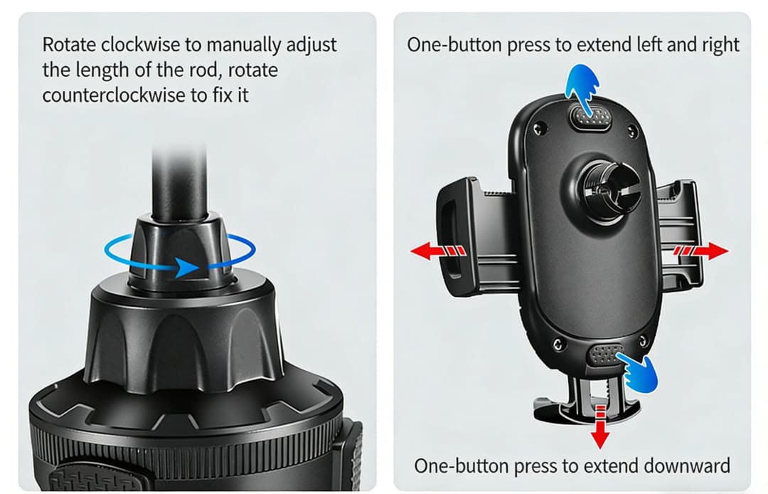 Cup Holder Car Phone Mount 360° Rotatable Universal Stable Phone Holder for Car SUV Truck Vehicle Navigation - 5