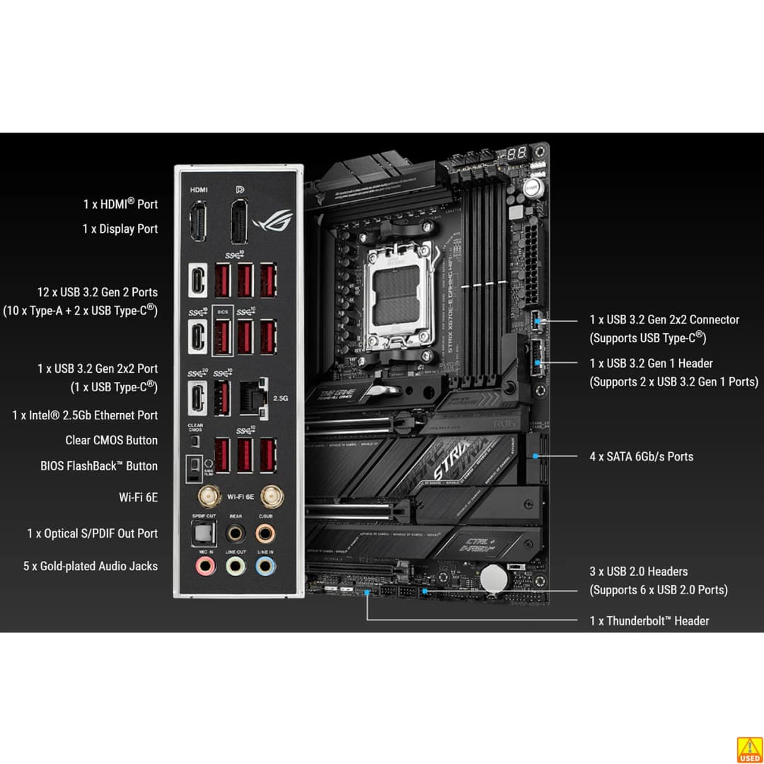 لوحة أم ASUS ROG STRIX X670E-E GAMING WIFI مقبس AM5 معالج DDR5 8000+(OC) ذاكرة مجموعة شرائح X670 لوحة رئيسية ATX - 4