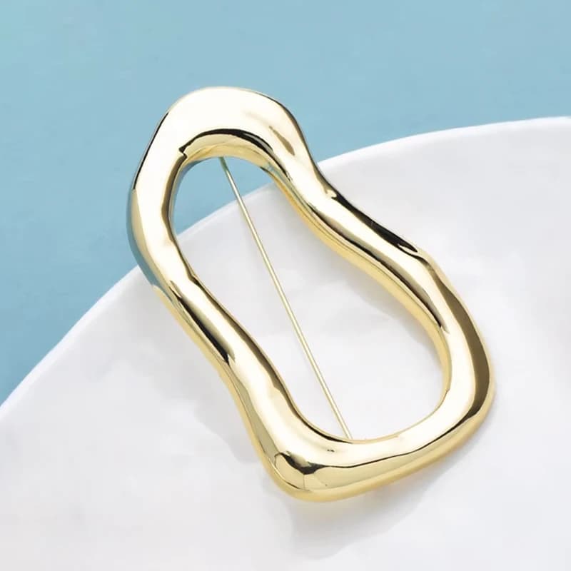 Wuli&baby Stainless Steel Big Circle Brooches Pins For Women Men 2-color All-match Geometric Brooch Gifts - 5