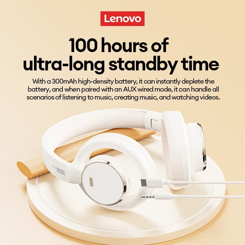 Lenovo LS116 Gaming Headset Wireless Bluetooth 6.0 Earphones Surround Noise Foldable Sport Over Ear Headphone With HD Mic Gifts - 5