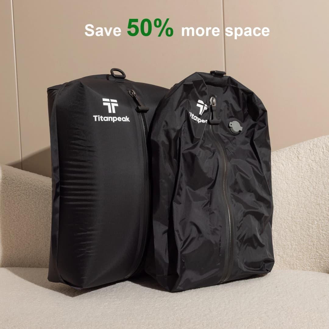Vacuum Bags for Travel Luggage with Pump (DOUBLE CLICK TO START）,Reusable Space Saver Waterproof Compression Bags for Suitcase - 2