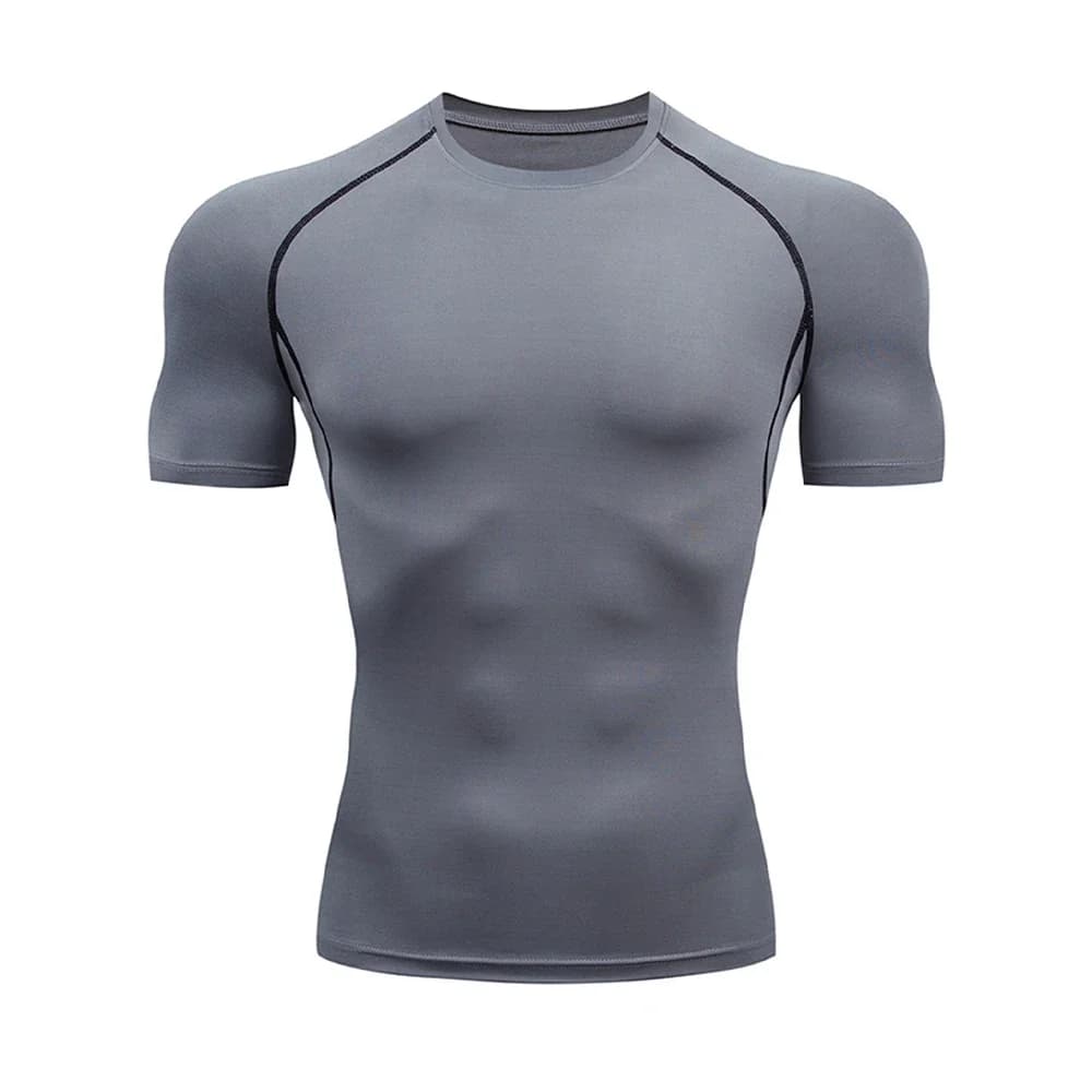 Men's Bodybuilding Sports Tight T-shirt Summer Compression O-Neck T Shirt Gym Fitness Quick Dry Running Tshirt Male Workout Tops - 5