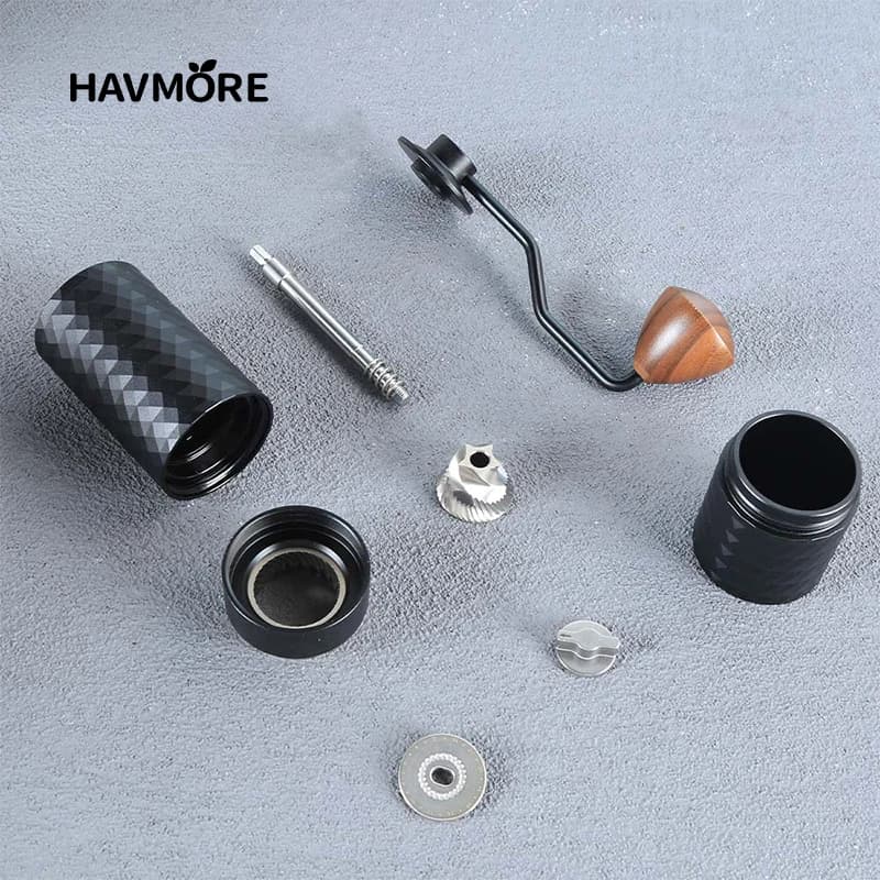 مطحنة قهوة يدوية محسنة من HAVMORE، احترافية من الفولاذ المقاوم للصدأ، قابلة للتعديل، مطحنة بُر يدوية لحبوب القهوة - 3