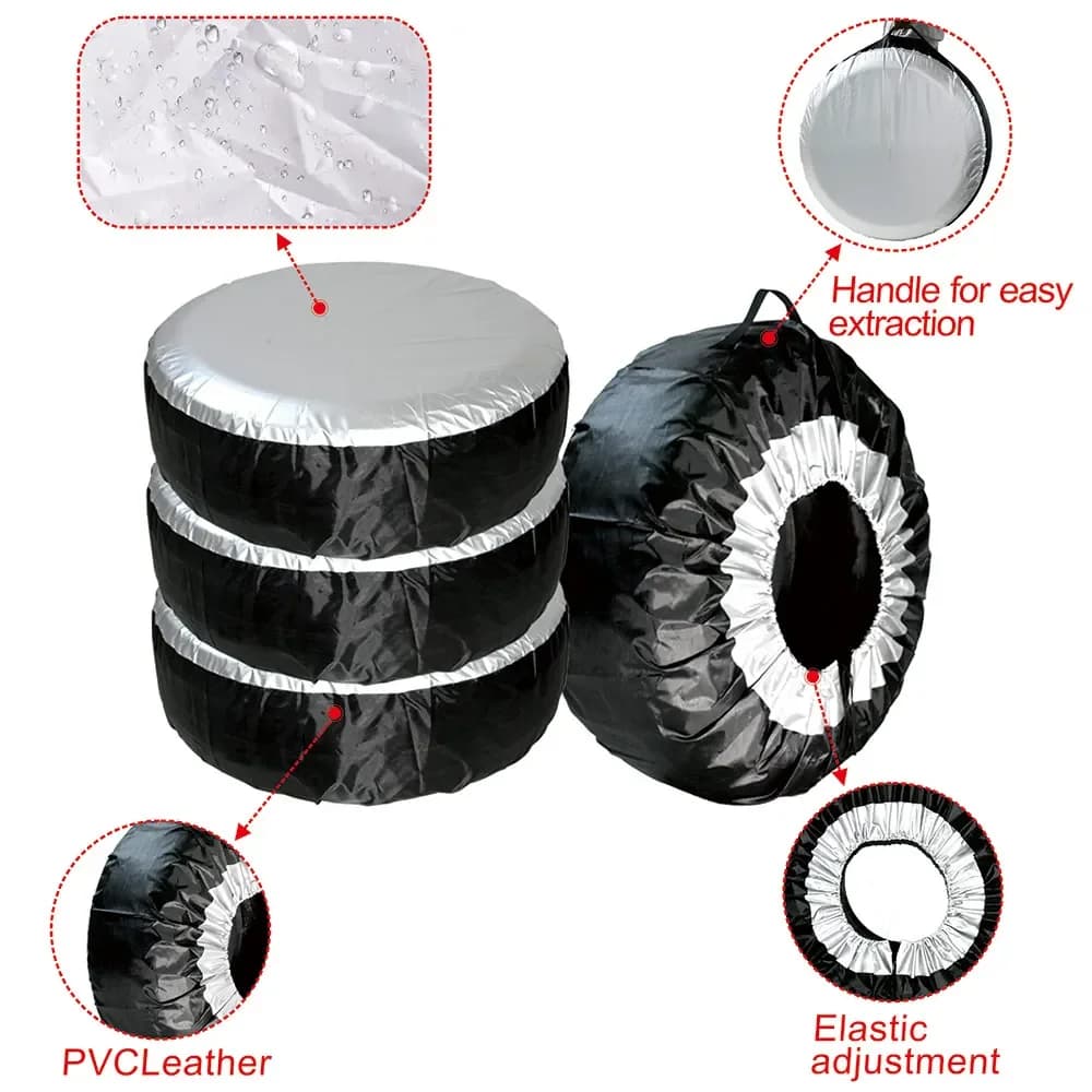 1/2/4pcs Car SUV Tire Cover Case Spare Tire Wheel Bag Tyre Spare Storage Tote Polyester Oxford Cloth Wheel Protection Cover - 2