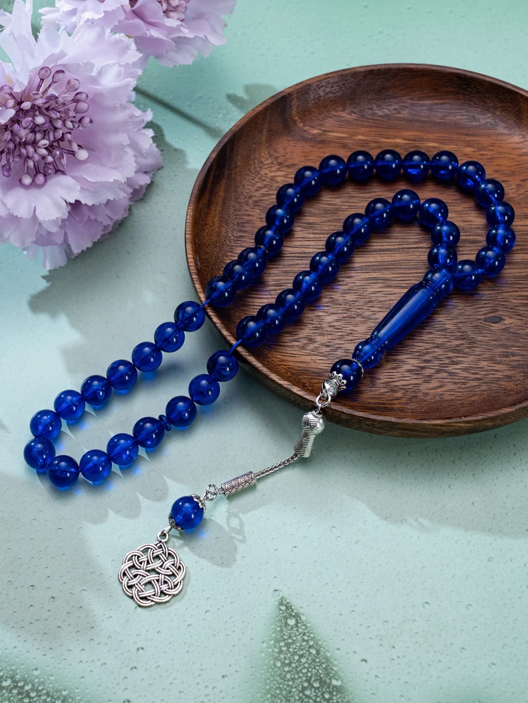 سوار عد الصلوات الإسلامي | 45 خرزة أكريليك | قلادة فضية دوارة بنقش عربي | أداة صلاة للجنسين - 4