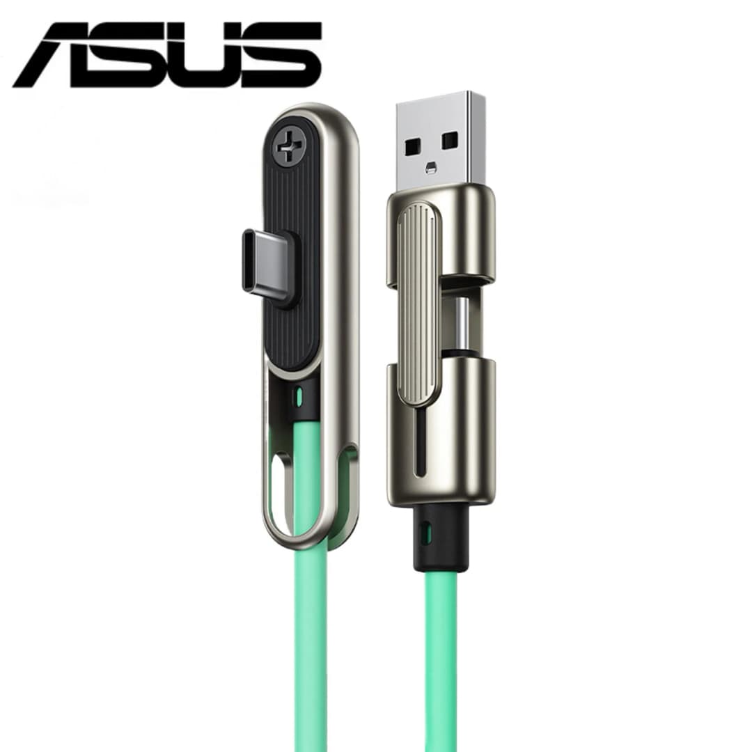 كابل شحن سريع محمول 2 في 1 من ASUS بقوة 240 واط مع حامل قابل للطي للهاتف والجهاز اللوحي USB A/C إلى TypeC مع دعامة قابلة للطي - 6