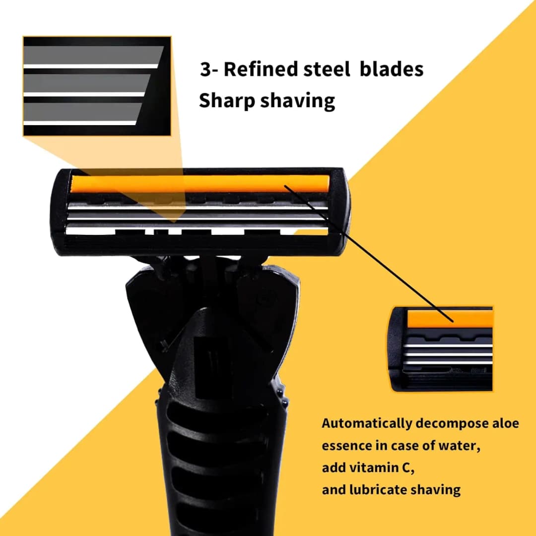 Variety Packs Skin Guard Anti-Slip Handle Replacement Triple Blades Reusable Safety Manual Razors for Men Shaving Bathing Trave - 5