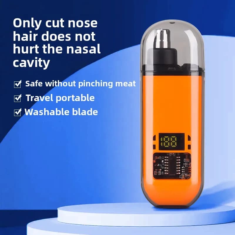 ماكينة إزالة شعر الأنف للرجال بدون ألم مع شاشة رقمية وشحن USB - مجموعة عناية شخصية للسفر