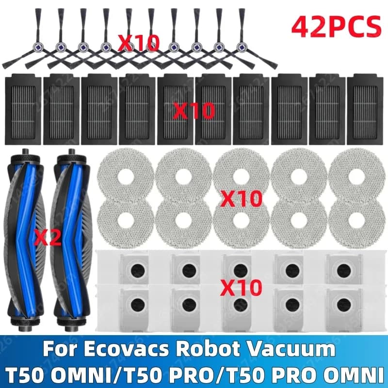 إكسسوارات مكنسة روبوت ECOVACS T50 PRO OMNI / T50 AUTO / DDX67 فرشاة جانبية رئيسية فلتر Hepa ممسحة قماش كيس غبار - 6