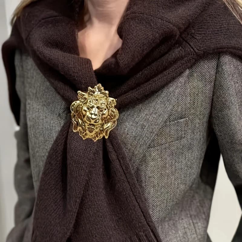 Lion Head Brooch Pin Western Style Women's Accessory For Jackets Dresses, Parties - Year-Round Wearable Pin For Fashion - 5