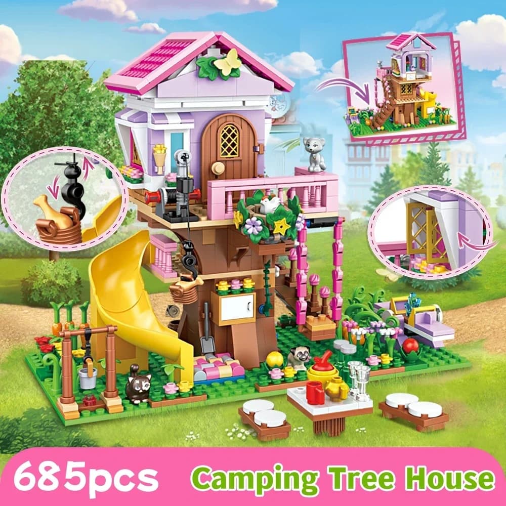 Friends City Tree House Summer Holiday Villa Castle Building Blocks Sets Garden Model DIY Toys Kids Girl Boy Child Birthday Gift - 3